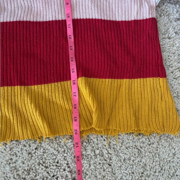 Fate Striped Distressed Raw Hem Low Back Sweater Large - Picture 7 of 8